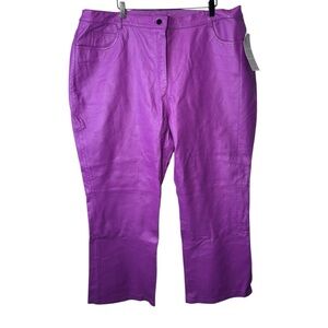 Roaman's Vintage Pink Leather Straight Leg Pants Size 26 NWT Brand New